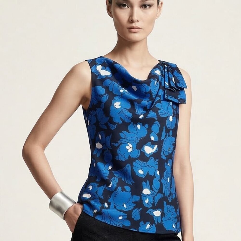 Banana Republic Blue and White Floral Knot Tank NWOT